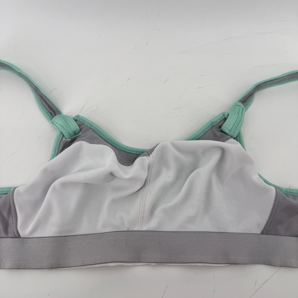 Brooks Moving Comfort Fiona Wireless Sports Bra Green White 34B Hook Loop 350064 - Picture 7 of 8